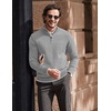 image:imageCOOFANDY Mens Quarter Zip Up Pullover Slim Fit Lightweight Mock Neck Long Sleeve SweatersLight Gray