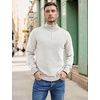 image:imageCOOFANDY Mens Quarter Zip Up Pullover Slim Fit Lightweight Mock Neck Long Sleeve SweatersWhite