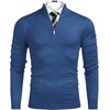 image:imageCOOFANDY Mens Quarter Zip Up Sweaters Slim Fit Lightweight Mock Neck Pullover Casual Polo SweatersAdark Blue