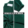 image:imageCOOFANDY Mens Quarter Zip Up Sweaters Slim Fit Lightweight Mock Neck Pullover Casual Polo SweatersAdark Green