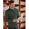 image:imageCOOFANDY Mens Quarter Zip Up Sweaters Slim Fit Lightweight Mock Neck Pullover Casual Polo SweatersArmy Green