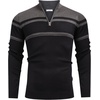 image:imageCOOFANDY Mens Quarter Zip Up Sweaters Slim Fit Lightweight Mock Neck Pullover Casual Polo SweatersBlack  Dark Heather Grey
