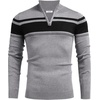 image:imageCOOFANDY Mens Quarter Zip Up Sweaters Slim Fit Lightweight Mock Neck Pullover Casual Polo SweatersBlack  Heather Grey