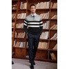 image:imageCOOFANDY Mens Quarter Zip Up Sweaters Slim Fit Lightweight Mock Neck Pullover Casual Polo SweatersBlack  White  Grey Stripe
