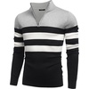 image:imageCOOFANDY Mens Quarter Zip Up Sweaters Slim Fit Lightweight Mock Neck Pullover Casual Polo SweatersBlack  White  Grey Stripe