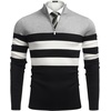 image:imageCOOFANDY Mens Quarter Zip Up Sweaters Slim Fit Lightweight Mock Neck Pullover Casual Polo SweatersBlack  White  Grey Stripe