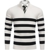 image:imageCOOFANDY Mens Quarter Zip Up Sweaters Slim Fit Lightweight Mock Neck Pullover Casual Polo SweatersBlack  White Stripe