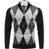image:imageCOOFANDY Mens Quarter Zip Up Sweaters Slim Fit Lightweight Mock Neck Pullover Casual Polo SweatersBlack Argyle