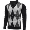 image:imageCOOFANDY Mens Quarter Zip Up Sweaters Slim Fit Lightweight Mock Neck Pullover Casual Polo SweatersBlack Argyle