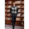 image:imageCOOFANDY Mens Quarter Zip Up Sweaters Slim Fit Lightweight Mock Neck Pullover Casual Polo SweatersBlack Argyle