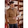 image:imageCOOFANDY Mens Quarter Zip Up Sweaters Slim Fit Lightweight Mock Neck Pullover Casual Polo SweatersBrown