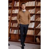image:imageCOOFANDY Mens Quarter Zip Up Sweaters Slim Fit Lightweight Mock Neck Pullover Casual Polo SweatersBrown