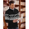 image:imageCOOFANDY Mens Quarter Zip Up Sweaters Slim Fit Lightweight Mock Neck Pullover Casual Polo SweatersChristmas Black  White