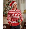 image:imageCOOFANDY Mens Quarter Zip Up Sweaters Slim Fit Lightweight Mock Neck Pullover Casual Polo SweatersChristmas Red  Elk