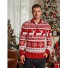 image:imageCOOFANDY Mens Quarter Zip Up Sweaters Slim Fit Lightweight Mock Neck Pullover Casual Polo SweatersChristmas Red  Elk