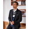 image:imageCOOFANDY Mens Quarter Zip Up Sweaters Slim Fit Lightweight Mock Neck Pullover Casual Polo SweatersDark Blue  White Stripe