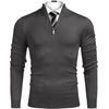 image:imageCOOFANDY Mens Quarter Zip Up Sweaters Slim Fit Lightweight Mock Neck Pullover Casual Polo SweatersDark Grey
