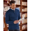 image:imageCOOFANDY Mens Quarter Zip Up Sweaters Slim Fit Lightweight Mock Neck Pullover Casual Polo SweatersDeep Blue
