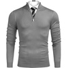 image:imageCOOFANDY Mens Quarter Zip Up Sweaters Slim Fit Lightweight Mock Neck Pullover Casual Polo SweatersGrey