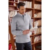 image:imageCOOFANDY Mens Quarter Zip Up Sweaters Slim Fit Lightweight Mock Neck Pullover Casual Polo SweatersLight Grey