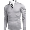 image:imageCOOFANDY Mens Quarter Zip Up Sweaters Slim Fit Lightweight Mock Neck Pullover Casual Polo SweatersLight Grey