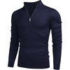 image:imageCOOFANDY Mens Quarter Zip Up Sweaters Slim Fit Lightweight Mock Neck Pullover Casual Polo SweatersNavy Blue