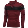 image:imageCOOFANDY Mens Quarter Zip Up Sweaters Slim Fit Lightweight Mock Neck Pullover Casual Polo SweatersRed  Black Stripe