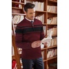 image:imageCOOFANDY Mens Quarter Zip Up Sweaters Slim Fit Lightweight Mock Neck Pullover Casual Polo SweatersRed  Black Stripe