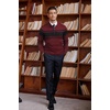 image:imageCOOFANDY Mens Quarter Zip Up Sweaters Slim Fit Lightweight Mock Neck Pullover Casual Polo SweatersRed  Black Stripe