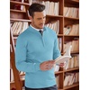 image:imageCOOFANDY Mens Quarter Zip Up Sweaters Slim Fit Lightweight Mock Neck Pullover Casual Polo SweatersSky Blue