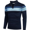 image:imageCOOFANDY Mens Quarter Zip Up Sweaters Slim Fit Lightweight Mock Neck Pullover Casual Polo SweatersStripeblue