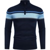 image:imageCOOFANDY Mens Quarter Zip Up Sweaters Slim Fit Lightweight Mock Neck Pullover Casual Polo SweatersStripeblue