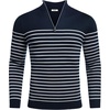 image:imageCOOFANDY Mens Quarter Zip Up Sweaters Slim Fit Lightweight Mock Neck Pullover Casual Polo SweatersStripewhite Navy