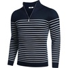 image:imageCOOFANDY Mens Quarter Zip Up Sweaters Slim Fit Lightweight Mock Neck Pullover Casual Polo SweatersStripewhite Navy