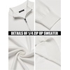 image:imageCOOFANDY Mens Quarter Zip Up Sweaters Slim Fit Lightweight Mock Neck Pullover Casual Polo SweatersWhite
