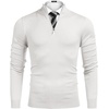 image:imageCOOFANDY Mens Quarter Zip Up Sweaters Slim Fit Lightweight Mock Neck Pullover Casual Polo SweatersWhite