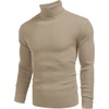 image:imageCOOFANDY Mens Ribbed Slim Fit Knitted Pullover Casual Turtleneck SweaterCamel Apricot
