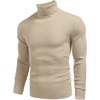 image:imageCOOFANDY Mens Ribbed Slim Fit Knitted Pullover Casual Turtleneck SweaterKhaki