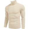 image:imageCOOFANDY Mens Ribbed Slim Fit Knitted Pullover Casual Turtleneck SweaterLight Apricot