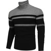 image:imageCOOFANDY Mens Ribbed Slim Fit Knitted Pullover Casual Turtleneck SweaterStripedgrey  Black