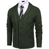 image:imageCOOFANDY Mens Shawl Collar Cardigan Sweater Slim Fit Button Down Cable Knitted Sweater with PocketsArmy Green