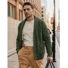 image:imageCOOFANDY Mens Shawl Collar Cardigan Sweater Slim Fit Button Down Cable Knitted Sweater with PocketsArmy Green