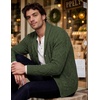image:imageCOOFANDY Mens Shawl Collar Cardigan Sweater Slim Fit Button Down Cable Knitted Sweater with PocketsArmy Green
