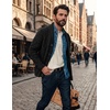 image:imageCOOFANDY Mens Shawl Collar Cardigan Sweater Slim Fit Button Down Cable Knitted Sweater with PocketsBlack