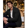 image:imageCOOFANDY Mens Shawl Collar Cardigan Sweater Slim Fit Button Down Cable Knitted Sweater with PocketsBlack