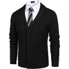 image:imageCOOFANDY Mens Shawl Collar Cardigan Sweater Slim Fit Button Down Cable Knitted Sweater with PocketsBlack