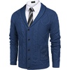 image:imageCOOFANDY Mens Shawl Collar Cardigan Sweater Slim Fit Button Down Cable Knitted Sweater with PocketsBlue
