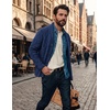 image:imageCOOFANDY Mens Shawl Collar Cardigan Sweater Slim Fit Button Down Cable Knitted Sweater with PocketsBlue
