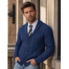 image:imageCOOFANDY Mens Shawl Collar Cardigan Sweater Slim Fit Button Down Cable Knitted Sweater with PocketsBlue