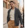 image:imageCOOFANDY Mens Shawl Collar Cardigan Sweater Slim Fit Button Down Cable Knitted Sweater with PocketsDark Grey